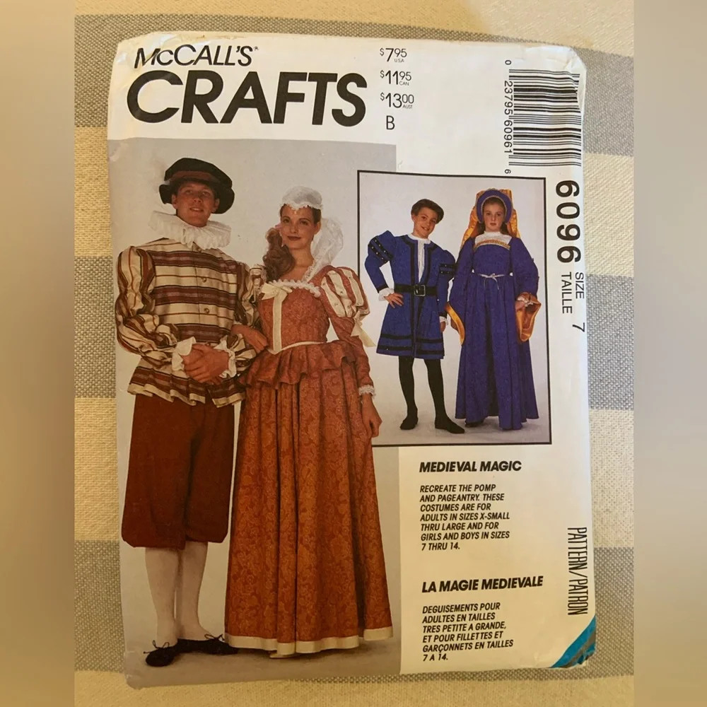 1990s Mc Calls Costume Sewing Pattern-Medieval Magic